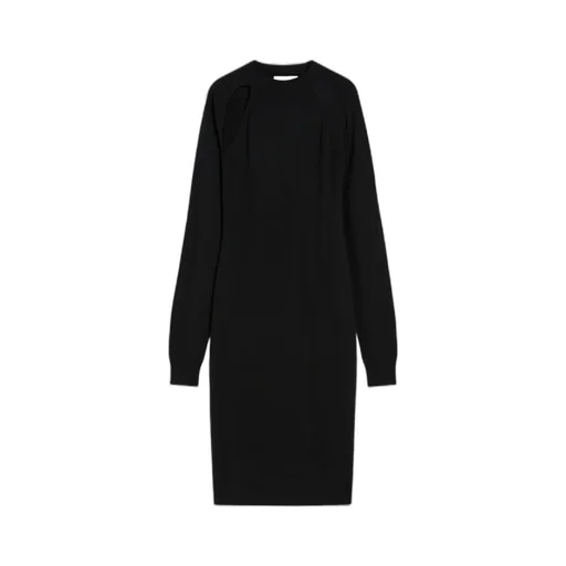 High-Necked Long-Sleeved Wool Dress