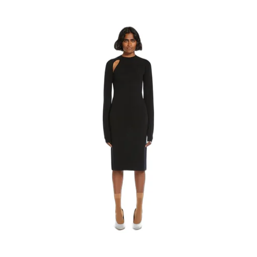 High-Necked Long-Sleeved Wool Dress