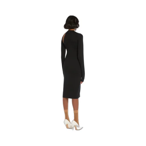 High-Necked Long-Sleeved Wool Dress