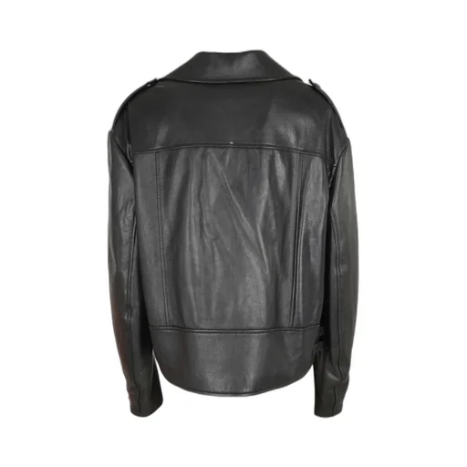 Logo Lapel Leather Jacket