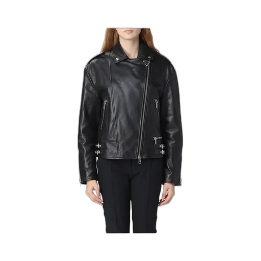 Logo Lapel Leather Jacket