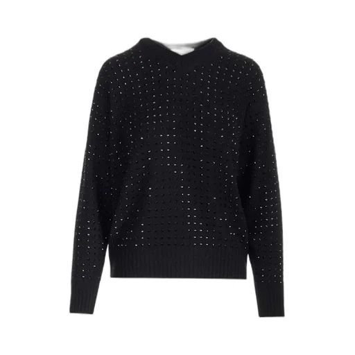 Rhinestone-Embellished Fine-Knit Jumper