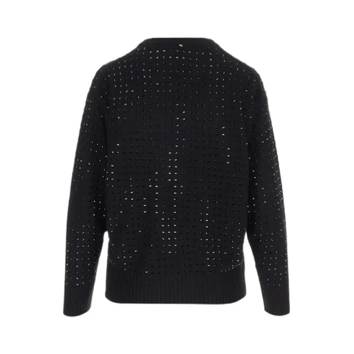 Rhinestone-Embellished Fine-Knit Jumper