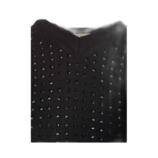 Rhinestone-Embellished Fine-Knit Jumper