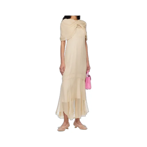 Sheer Bow-Detailed Midi Dress