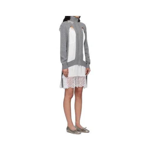 Embellished Window Zip-Up Cardigan