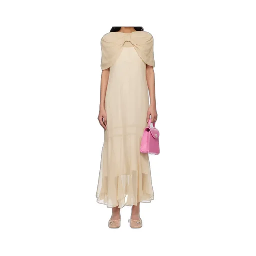 Sheer Bow-Detailed Midi Dress