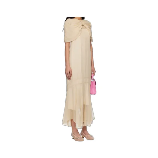 Sheer Bow-Detailed Midi Dress