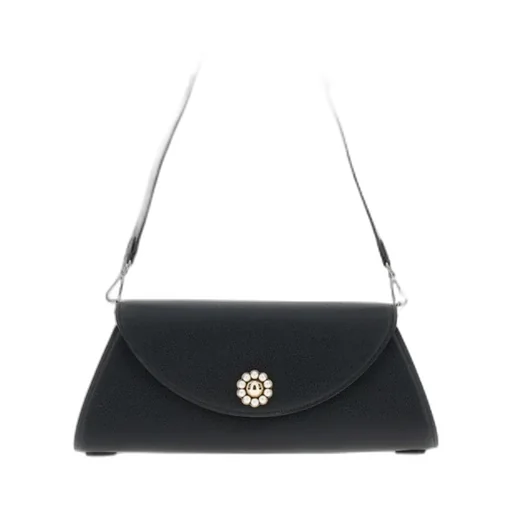 Pearl-Embellished Clasp Shoulder Bag