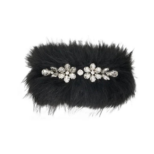 Faux-Fur Crystal Embellishment Hair Clip