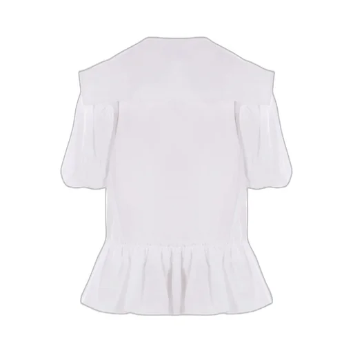 Sailor-Collar Puff-Sleeves Shirt
