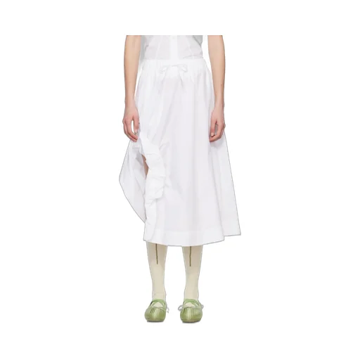 Gathered-Slit Midi Skirt