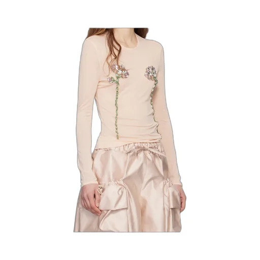 Embellished Double Carnation Mesh Top