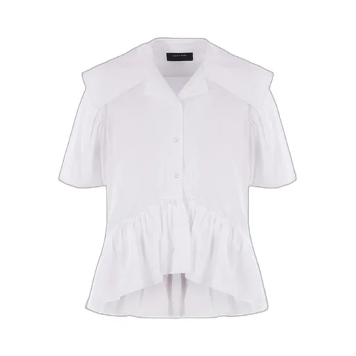 Sailor-Collar Puff-Sleeves Shirt
