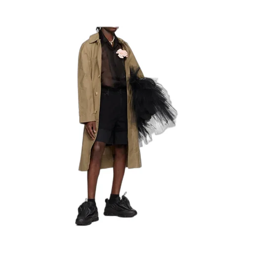 Single-Breasted Long-Sleeve Trench Coat