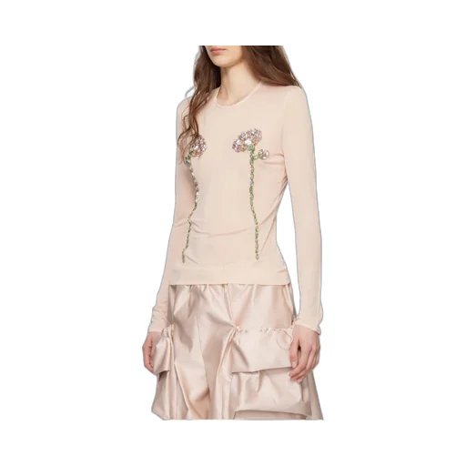 Embellished Double Carnation Mesh Top