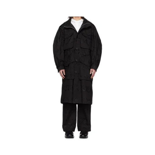 Embroidered Denim Trench Coat