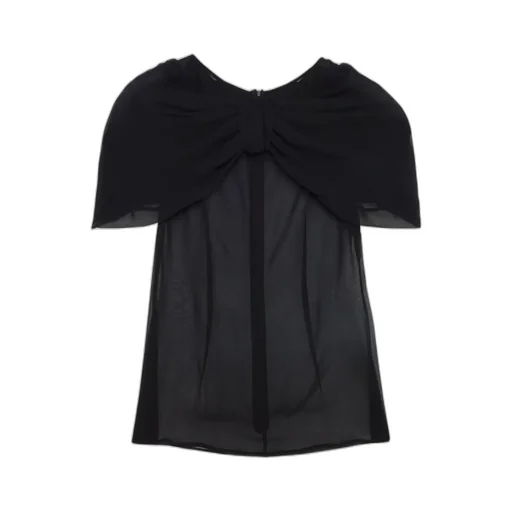 Bow-Detail Sheer Blouse
