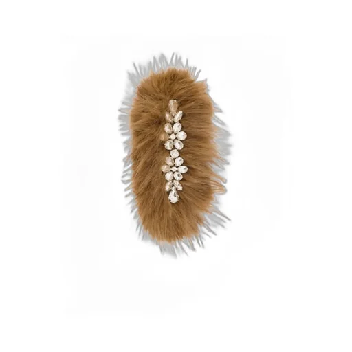 Faux-Fur Crystal Hair Clip