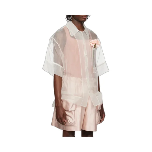 Carnation Pocket Boxy Semi-Sheer Shirt