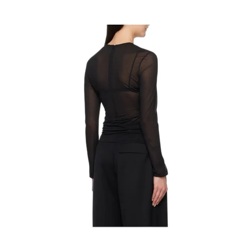 Black Sheer Fitted Ballet Mesh T-Shirt