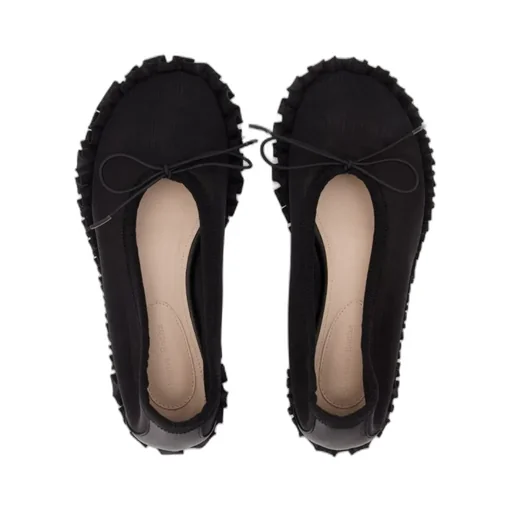 Frilled Mesh Slip-On Ballet Flats