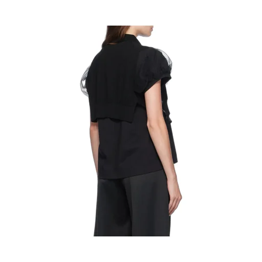 Polo Shirt With Tulle Sleeves