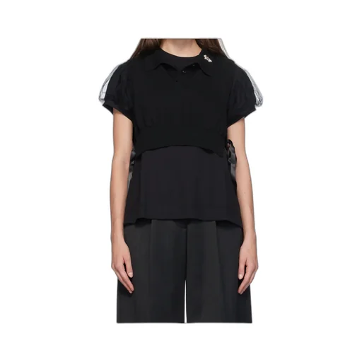 Polo Shirt With Tulle Sleeves