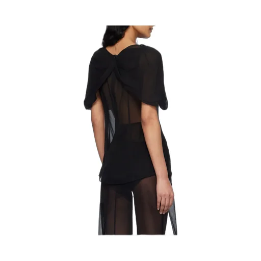 Bow-Detail Sheer Blouse