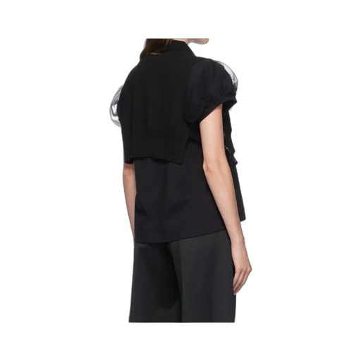 Polo Shirt With Tulle Sleeves