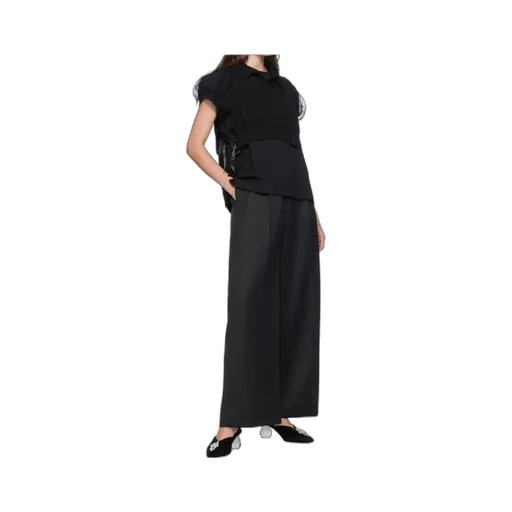 Polo Shirt With Tulle Sleeves