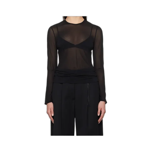 Black Sheer Fitted Ballet Mesh T-Shirt