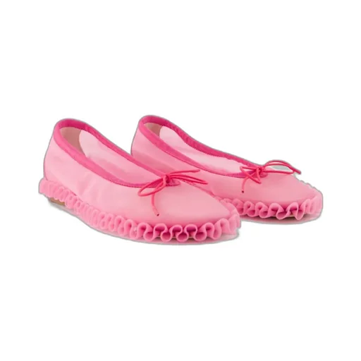 Frilled Mesh Slip-On Ballet Flats