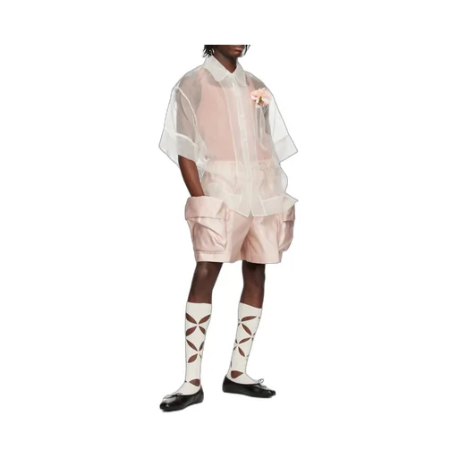 Carnation Pocket Boxy Semi-Sheer Shirt