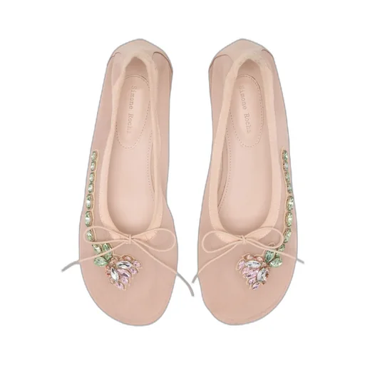 Mesh Embellished Ballerina Heel Pumps
