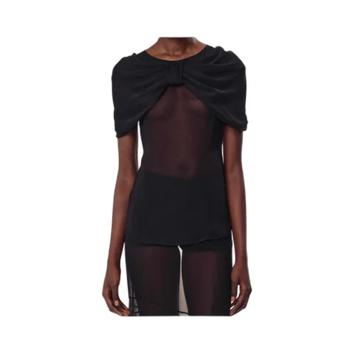 Bow-Detail Sheer Blouse