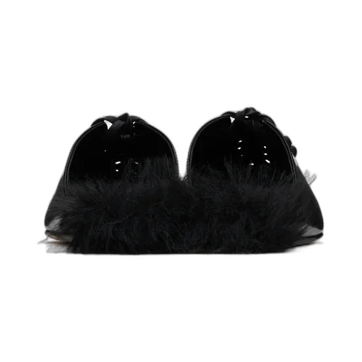Pointed-Toe Faux-Fur Muller Shoes