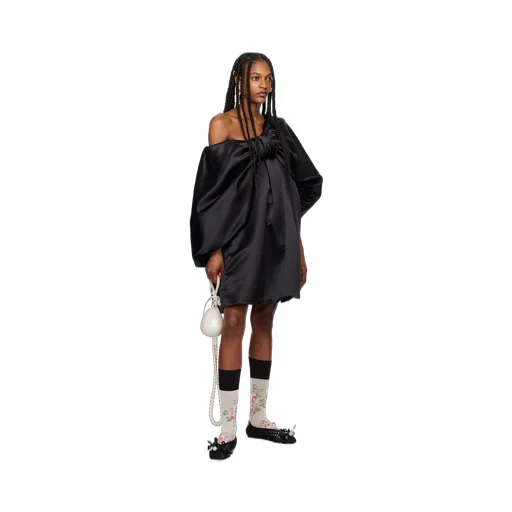 Oversize-Bow Satin Minidress