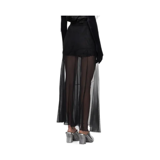 Flared Sheer Tulle Midi Skirt