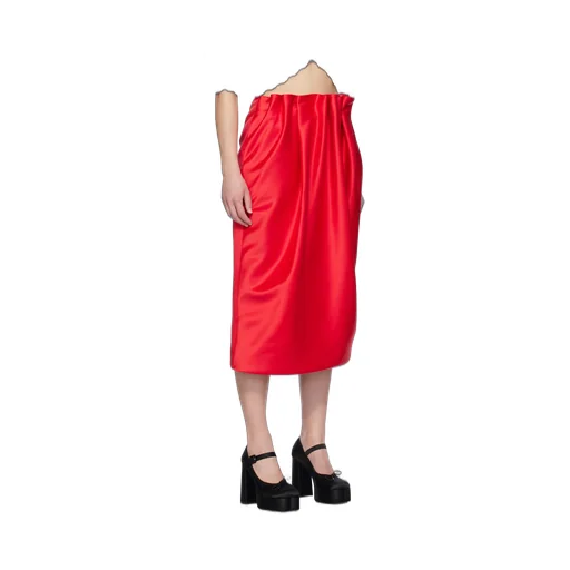 Pleated Satin Pencil Skirt