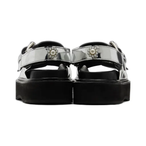 Faux Pearl Detail Flat Sandals