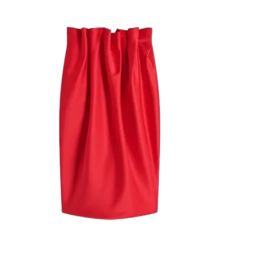 Pleated Satin Pencil Skirt