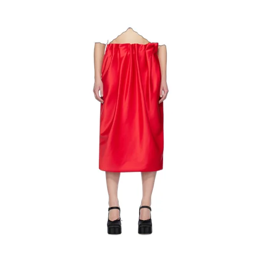 Pleated Satin Pencil Skirt