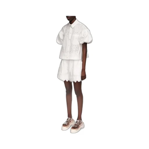 Broderie-Anglaise Cotton Shorts