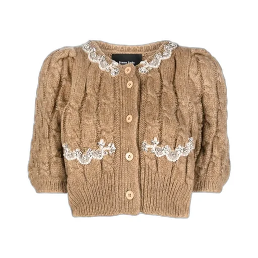 Cable-Knit Cropped Cardigan