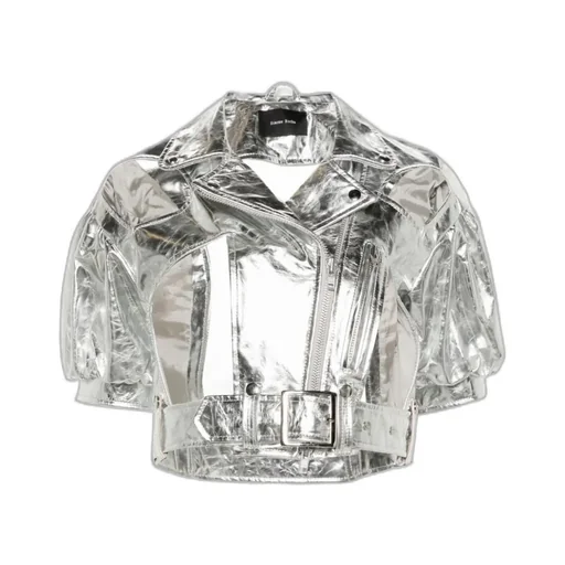 Cut-Out Leather Biker Jacket