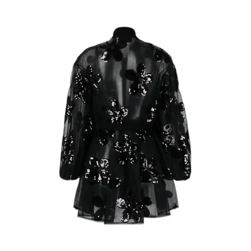Sequin-Embellished Tulle Coat