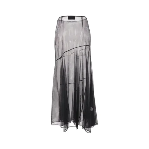 Flared Sheer Tulle Midi Skirt