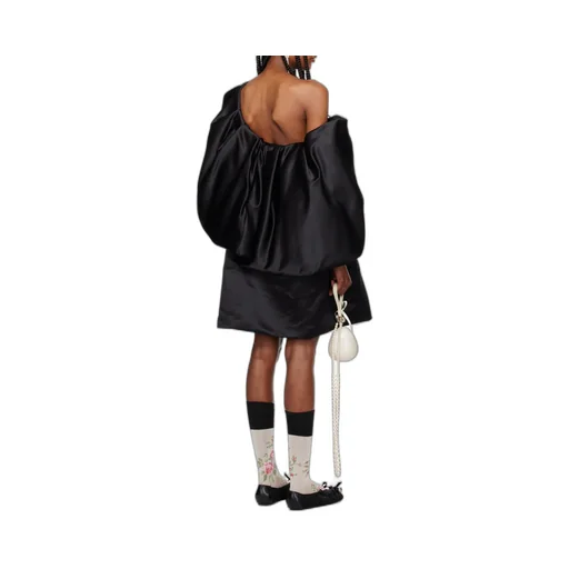Oversize-Bow Satin Minidress