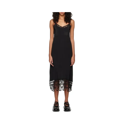Lace-Trimmed Midi Dress